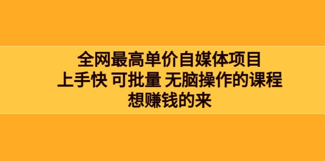 全网最单高价自媒体项目：上手快 可批量 无脑操作的课程，想赚钱的来-学途在线