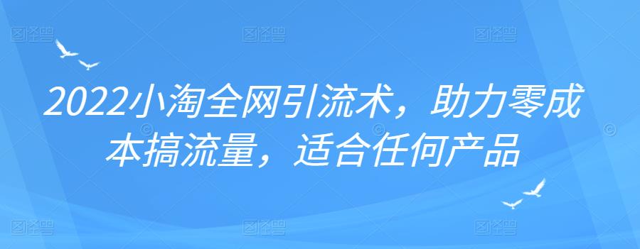 2022年小淘全网引流术，助力零成本搞流量，适合任何产品-学途在线