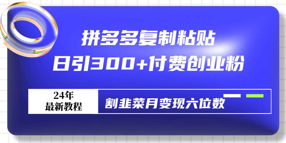 拼多多复制粘贴日引300+付费创业粉，割韭菜月变现六位数最新教程！-学途在线