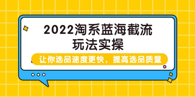 2022淘系蓝海截流玩法实操：让你选品速度更快，提高选品质量（价值599）-学途在线
