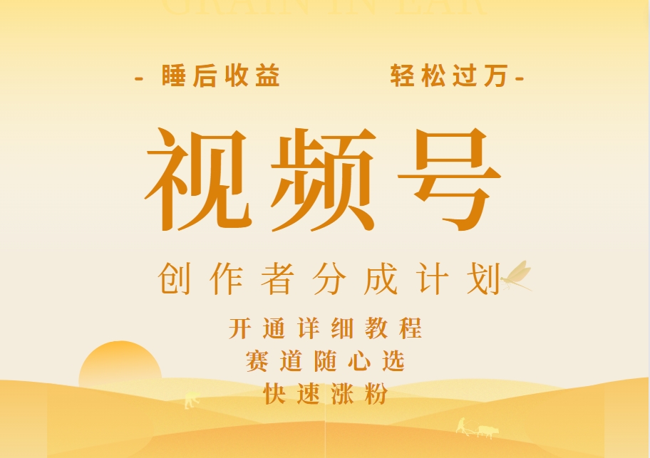 详解视频号创作者分成计划，暴力起号，可同步多平台，实现睡后收入2W+，看懂即可操作！-学途在线